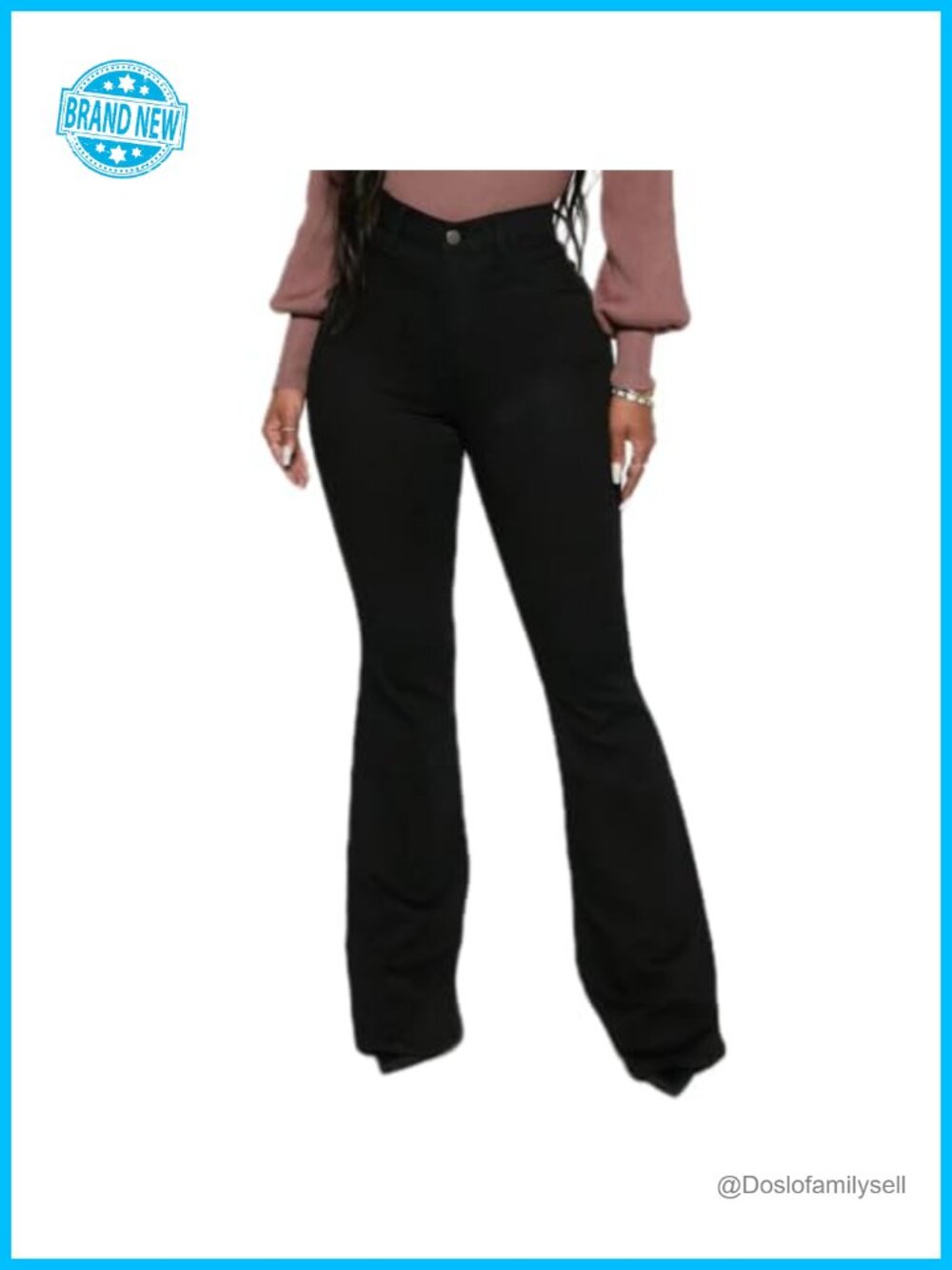 High Waisted Skinny Bell Bottom Jeans Stretch Flare Slim Fit Denim Pants